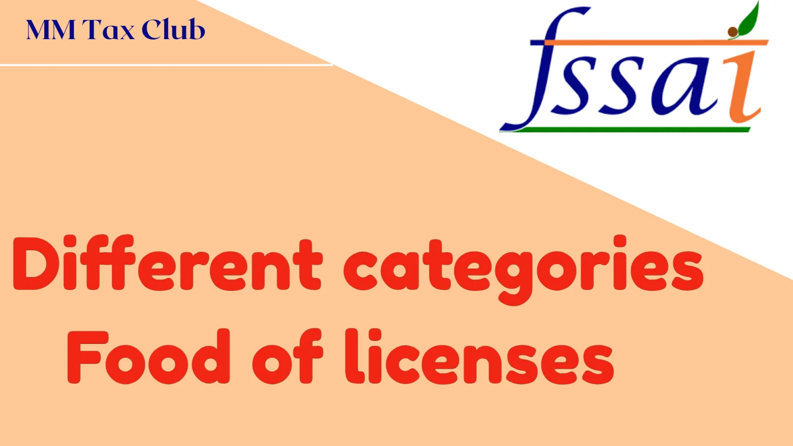 Different categories of food license,